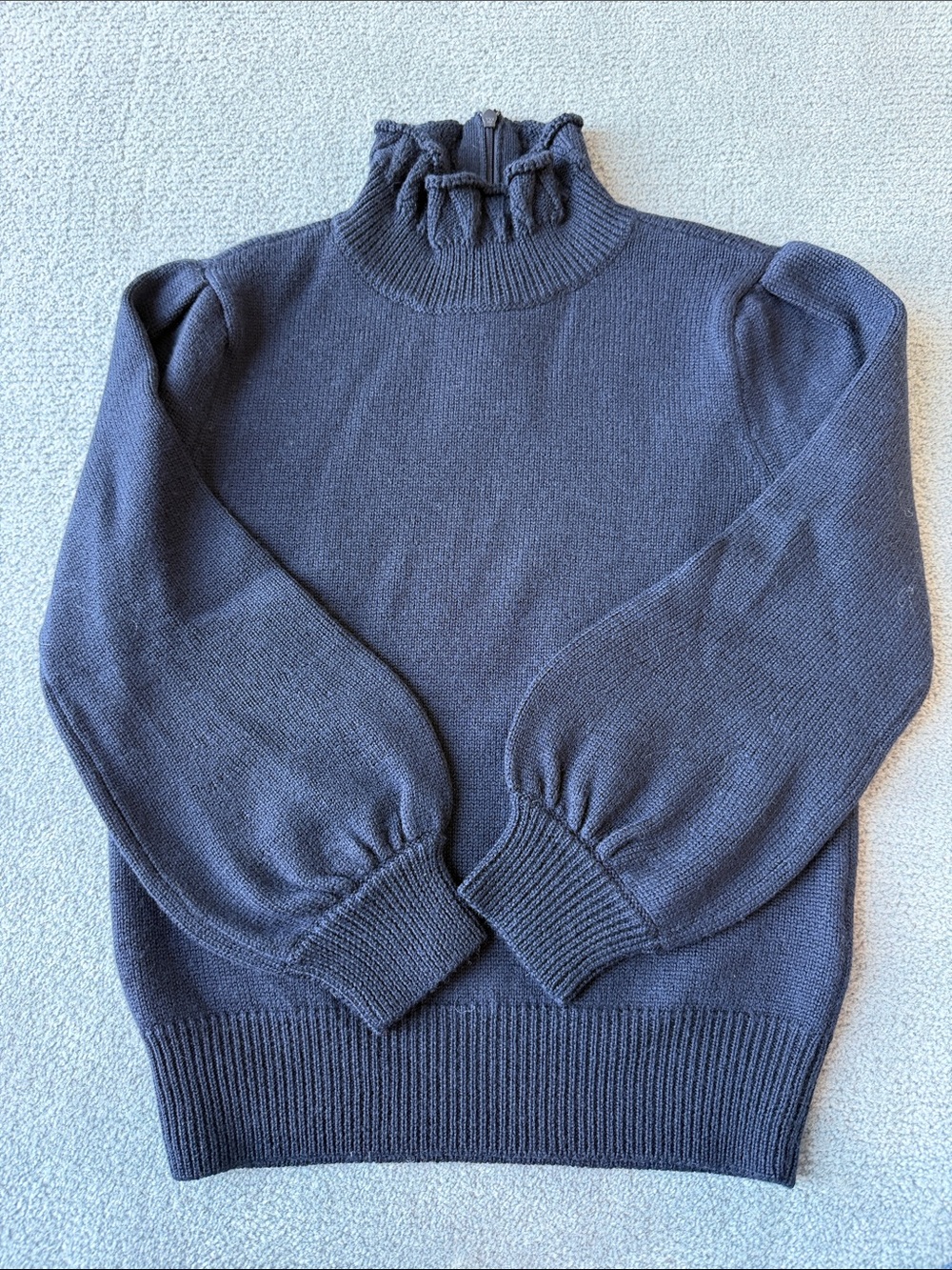 CO Navy Ruffle Turtleneck Sweater